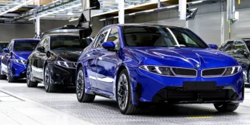 BMW elektromobilio surinkimo linija Miuncheno gamykloje